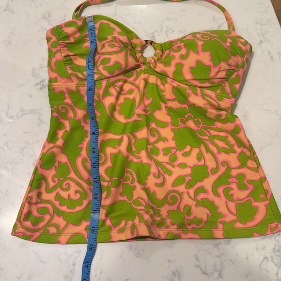 Boden - Womens Lime and Pink Tankini Bathing Suit Summer Pool Top Size 8 - Picture 7 of 7